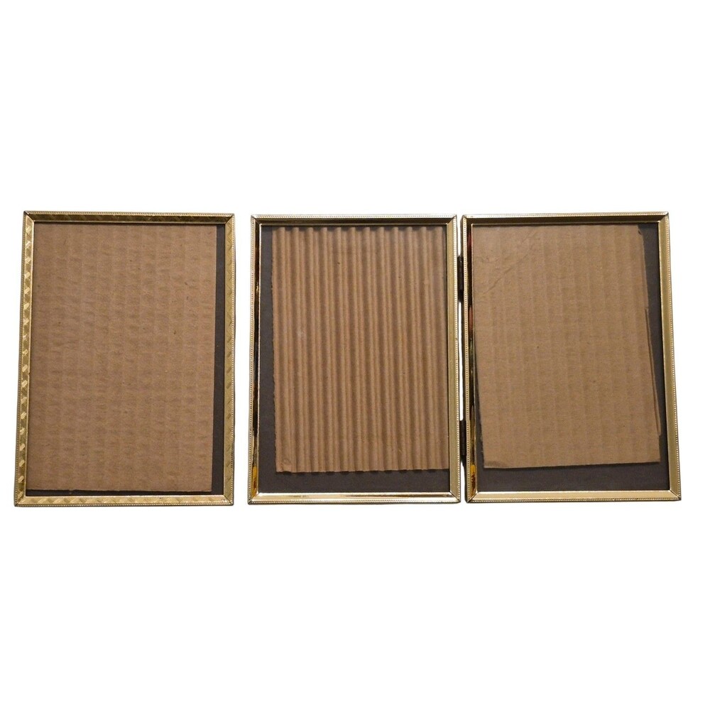 VTG Picture Frames Lot Of 2 1 Hinged Ornate Brass Metal W Glass 5X7